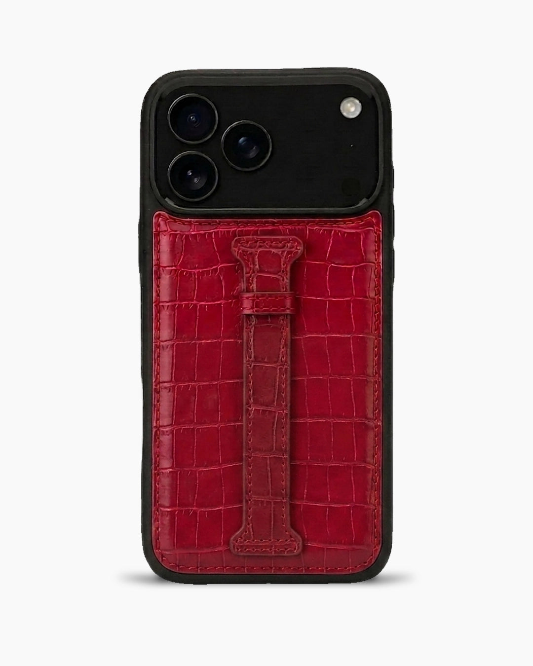 Kemerli iPhone Kılıfı | Kırmızı Parlak Küçük Croco