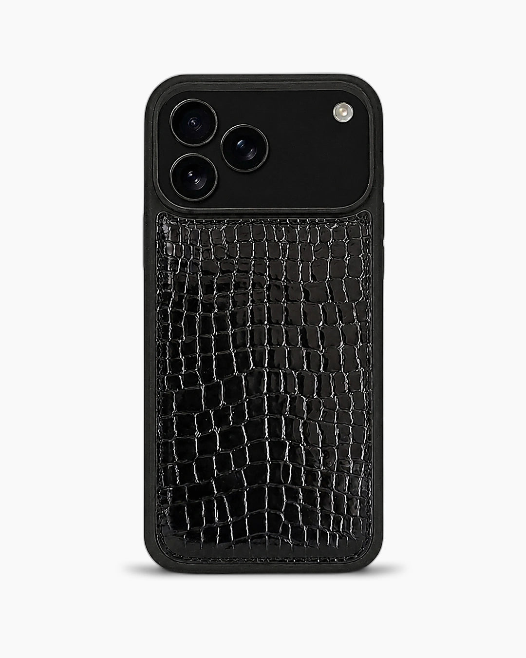 Premium iPhone Kılıfı | Siyah Rugan Küçük Croco