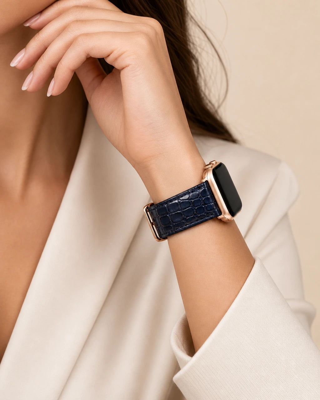 Apple Watch Deri Kordon | Lacivert Küçük Croco