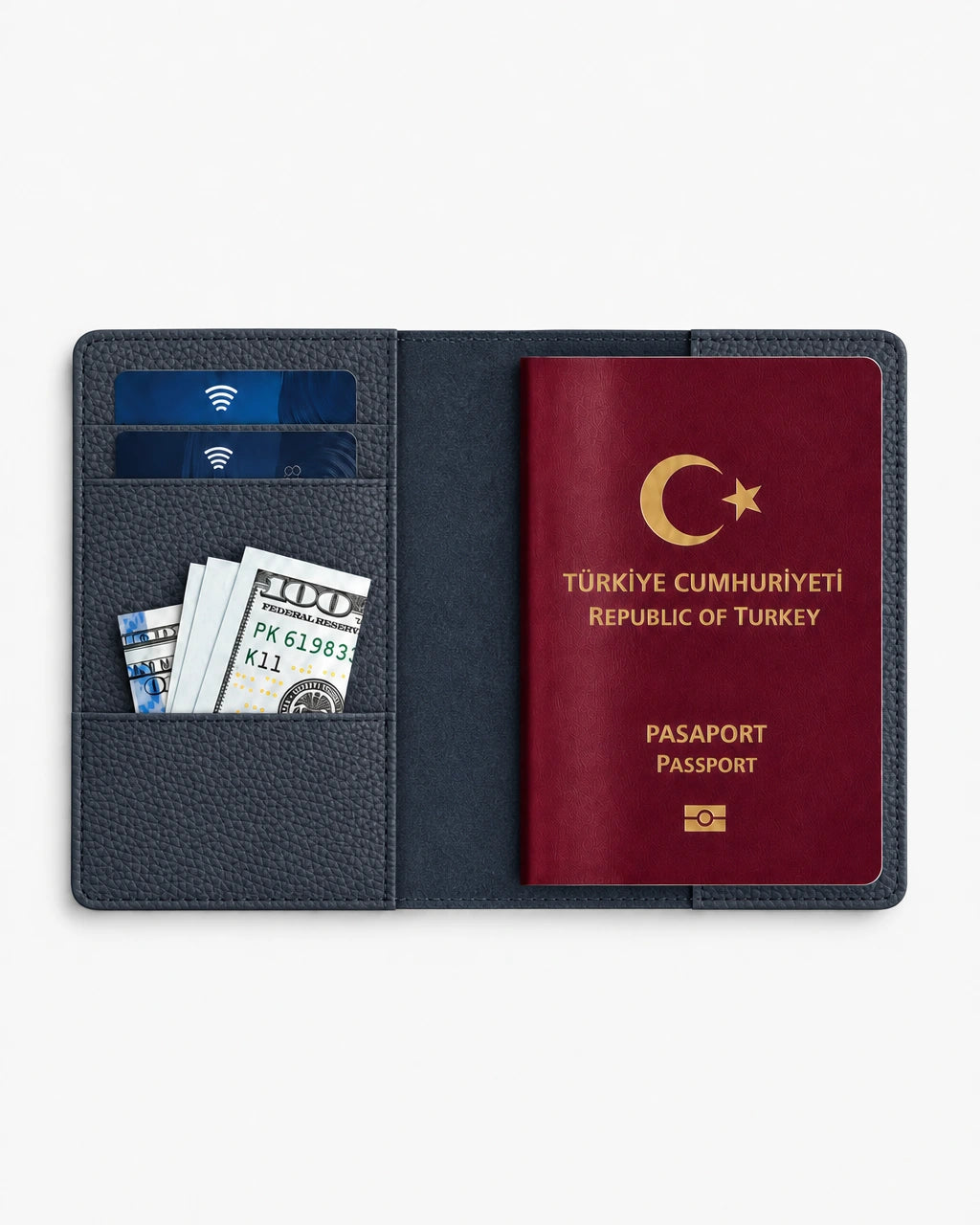 Lacivert Togo deri pasaport kılıfı - görsel 4