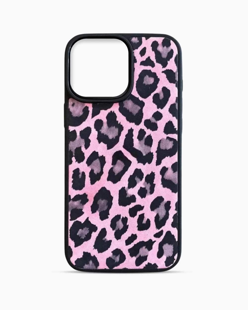 Pembe Leopar Desenli Deri iPhone Kılıfı - Havuz model