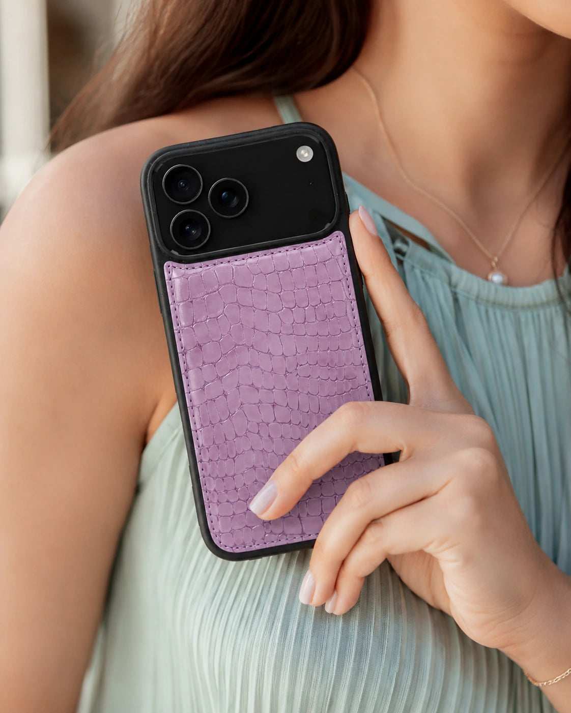 Premium iPhone Kılıfı | Lila Küçük Croco