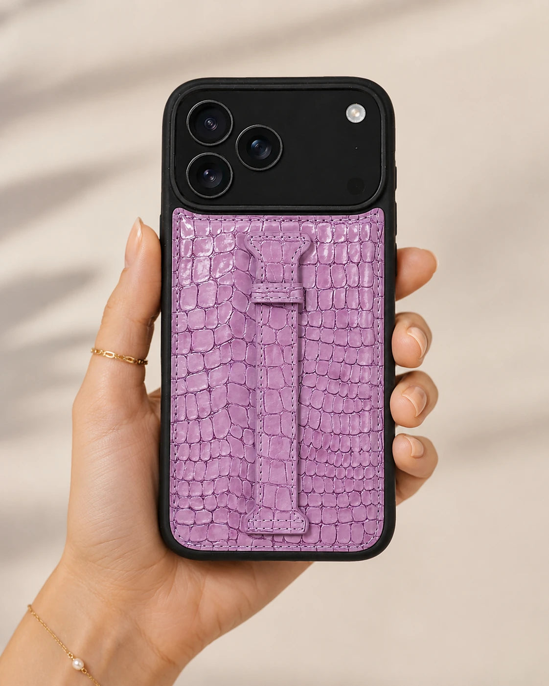 Kemerli iPhone Kılıfı | Lila Küçük Croco