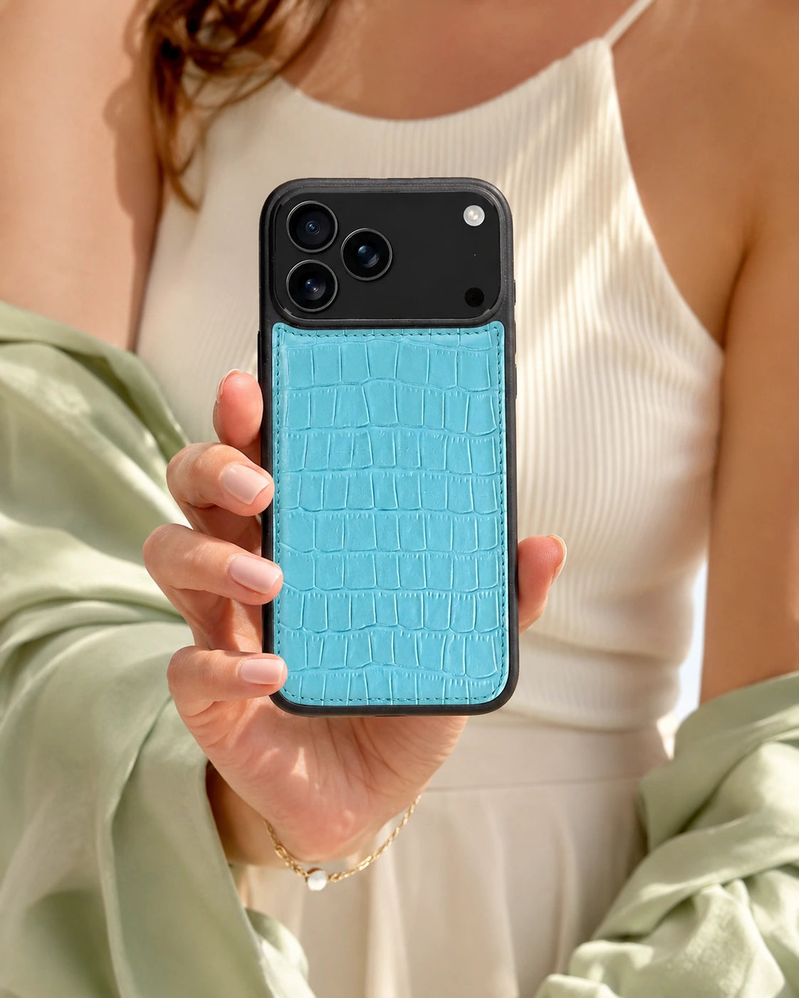 Premium iPhone Kılıfı | Bebek Mavi Mat Croco