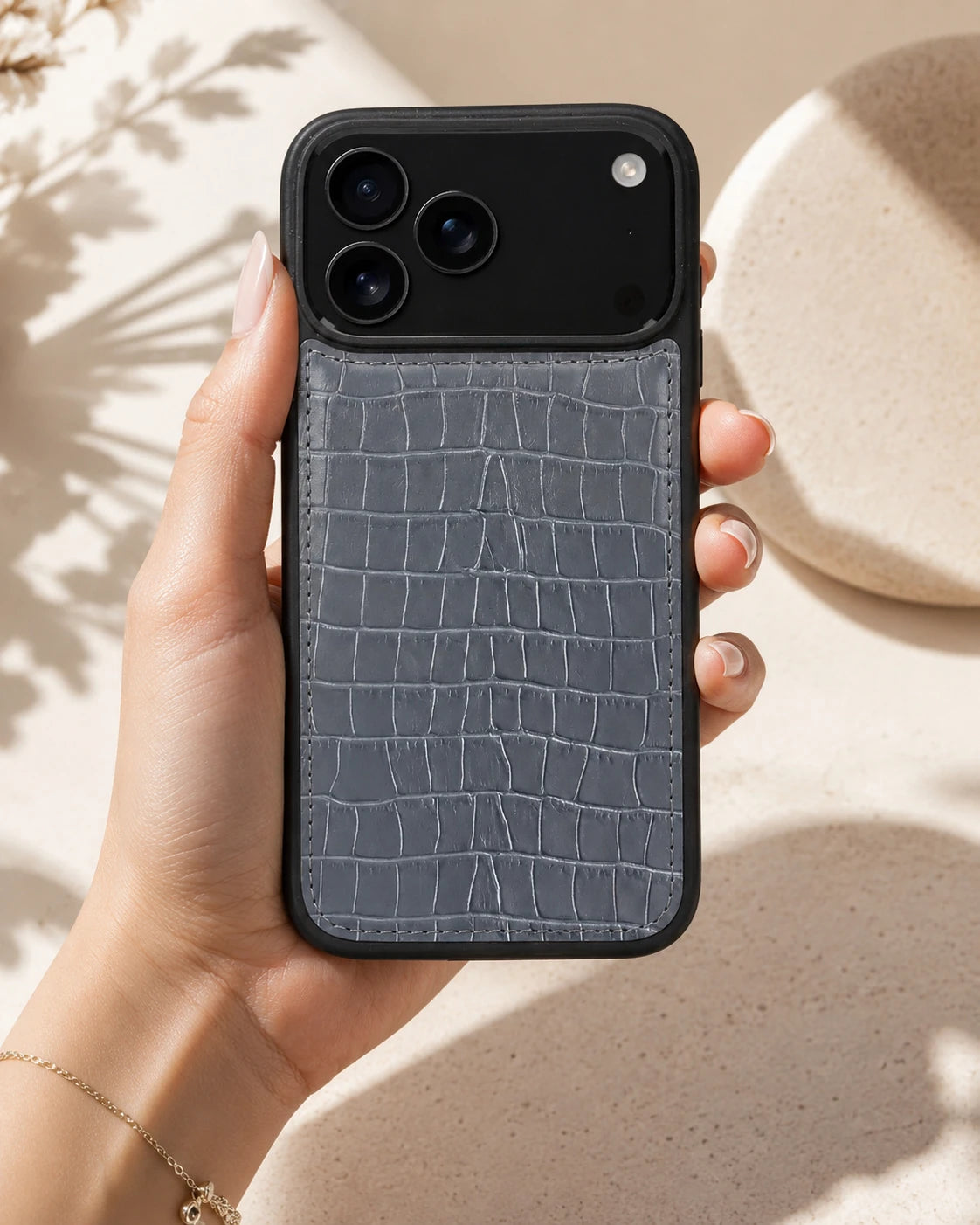 Premium iPhone Kılıfı | Gri Mat Croco