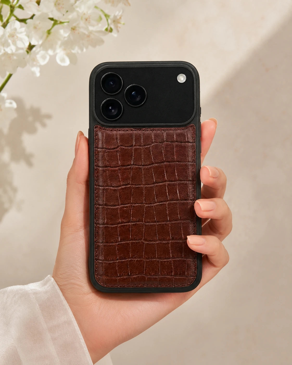 Premium iPhone Kılıfı | Kahve Mat Croco