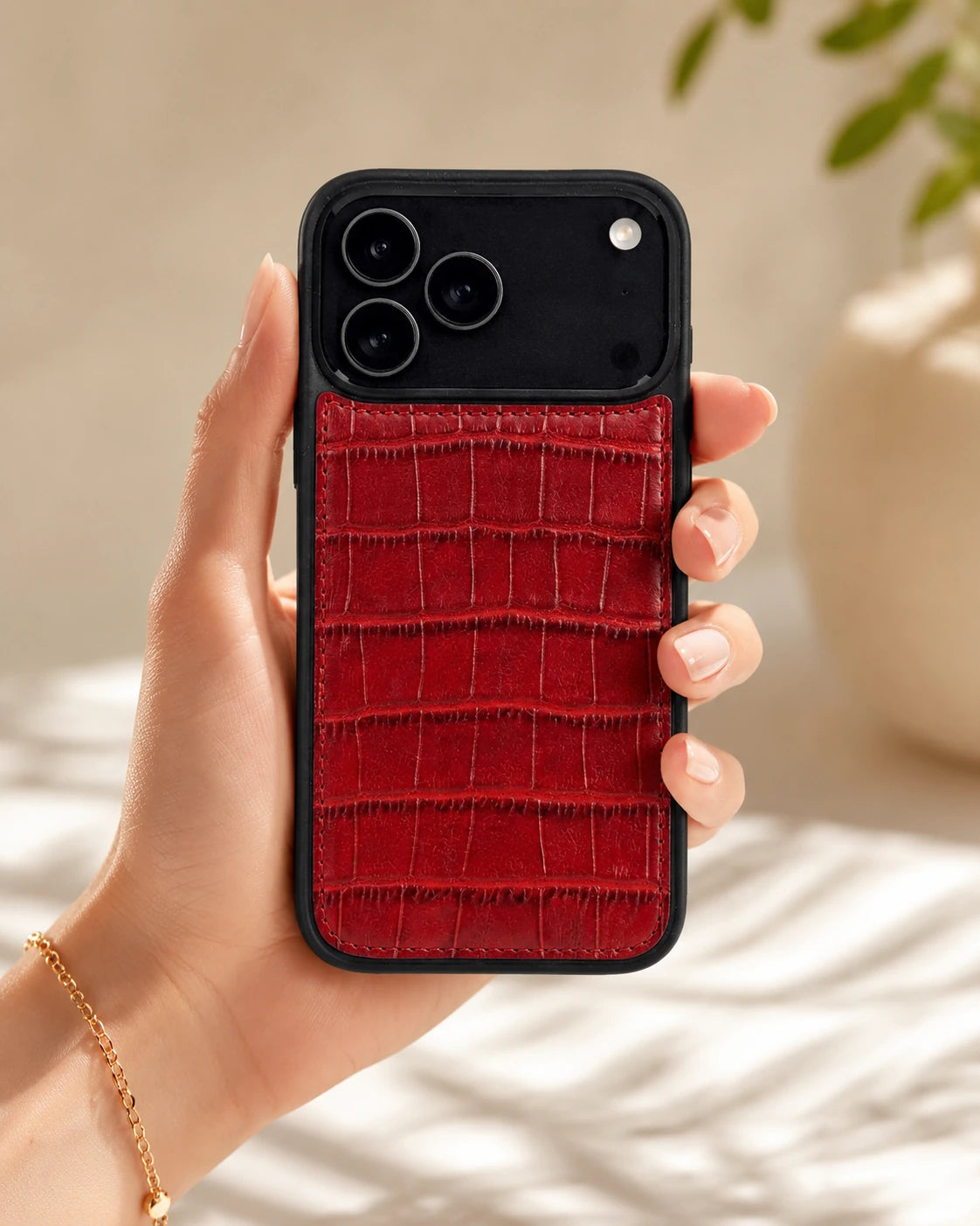 Premium iPhone Kılıfı | Kırmızı Mat Croco
