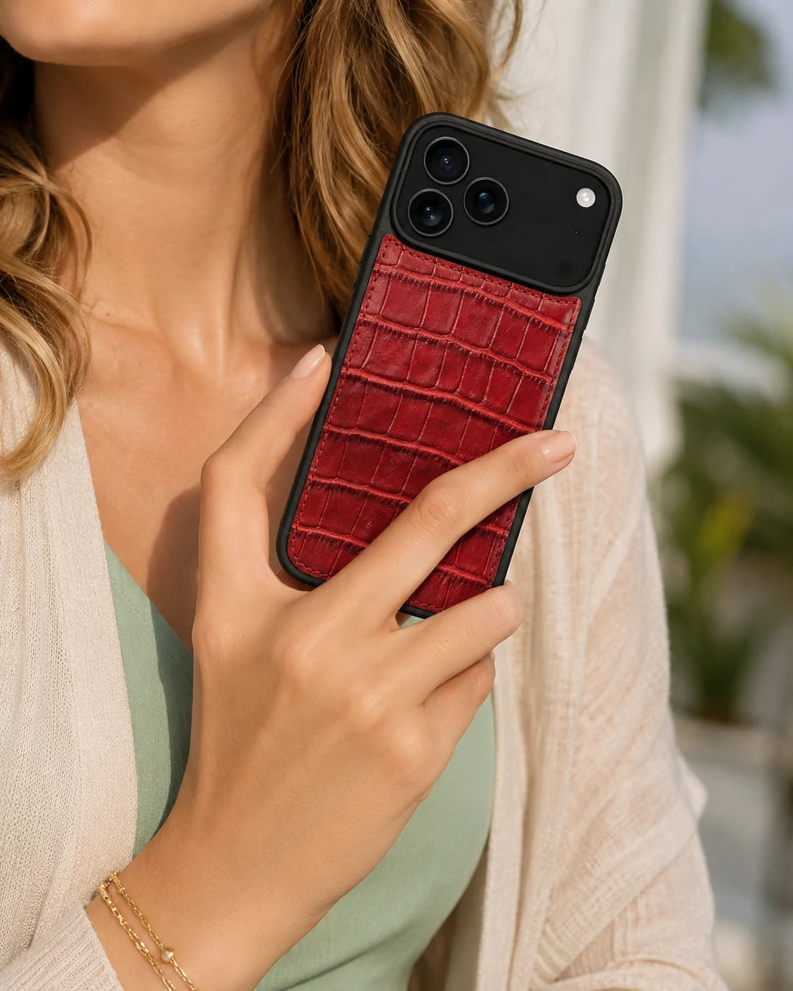 Premium iPhone Kılıfı | Kırmızı Mat Croco