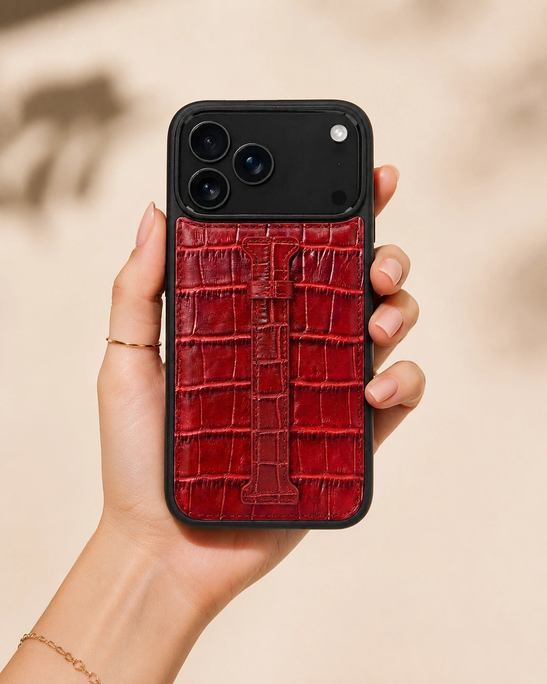 Kemerli iPhone Kılıfı | Kırmızı Mat Croco