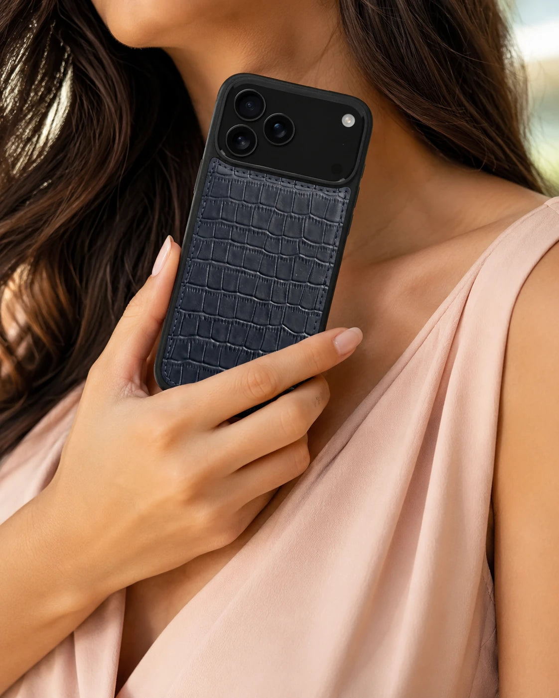 Premium iPhone Kılıfı | Koyu Lacivert Mat Croco