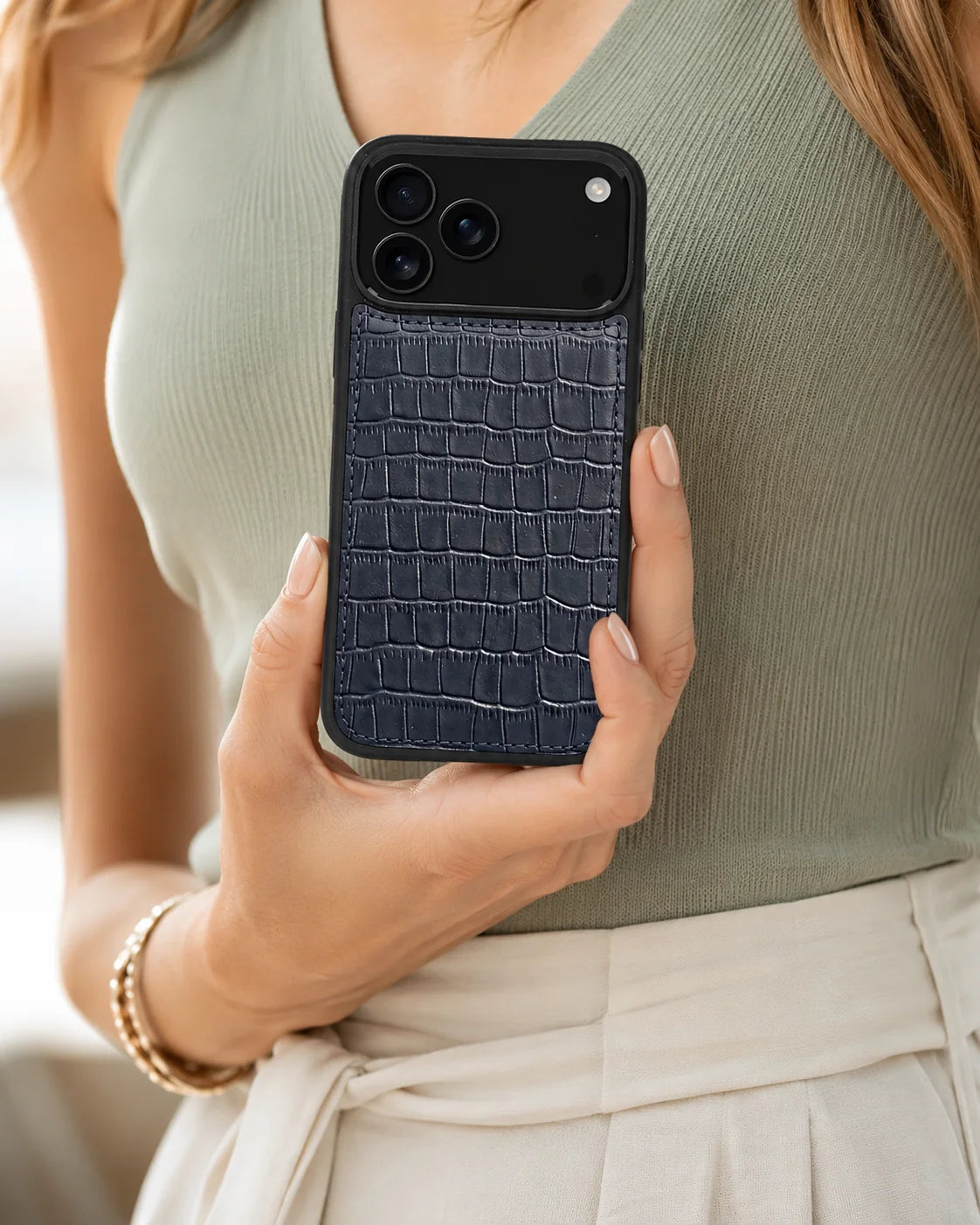 Premium iPhone Kılıfı | Koyu Lacivert Mat Croco