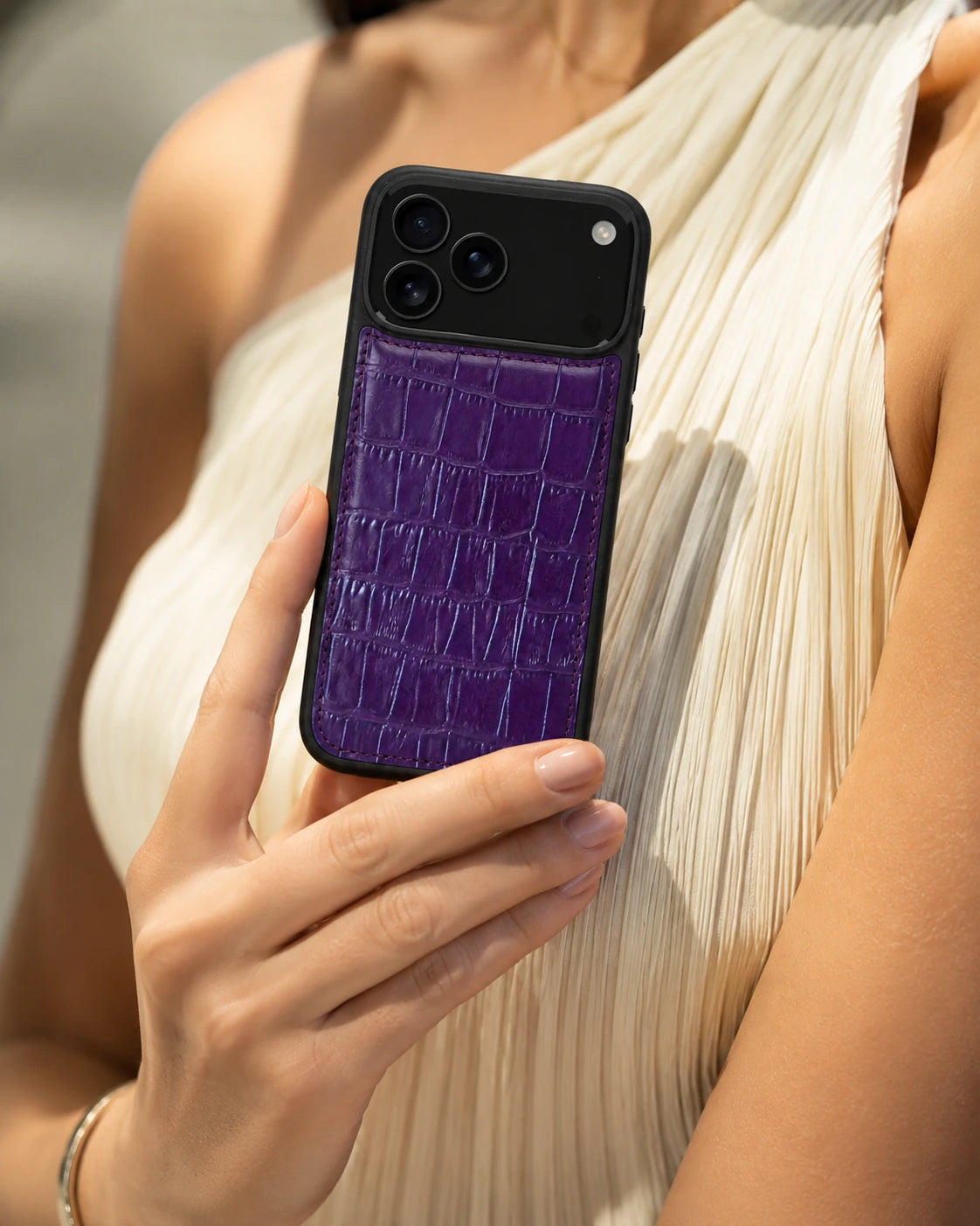 Premium iPhone Kılıfı | Mor Mat Croco
