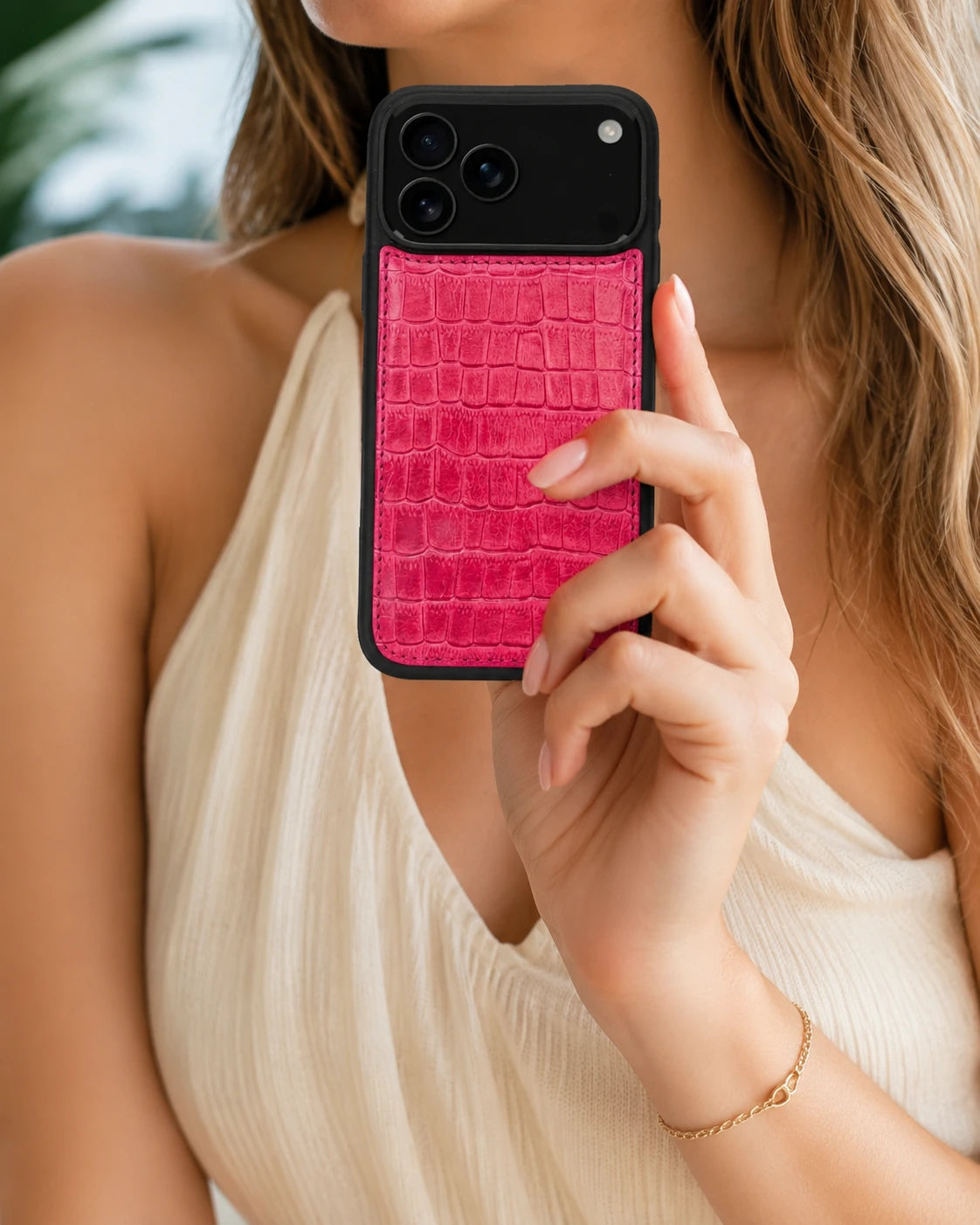 Premium iPhone Kılıfı | Pembe Mat Croco