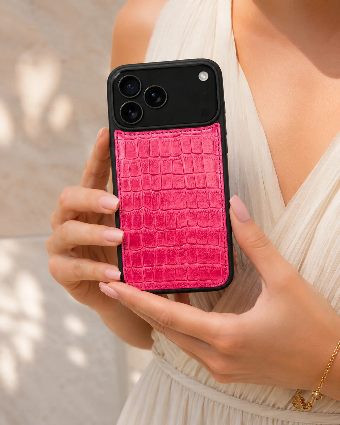 Premium iPhone Kılıfı | Pembe Mat Croco