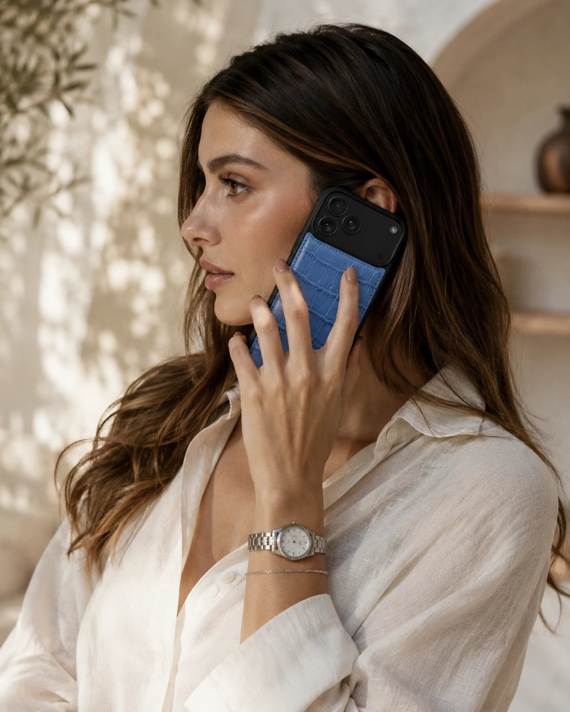 Premium iPhone Kılıfı | Saks Mavi Croco