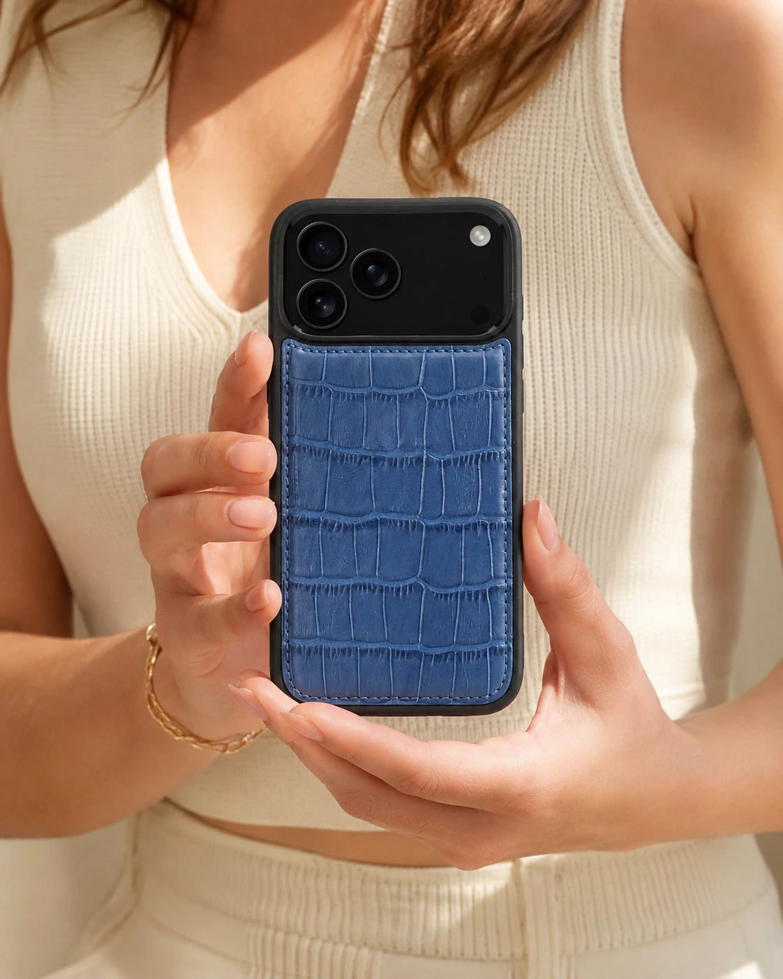 Premium iPhone Kılıfı | Saks Mavi Croco