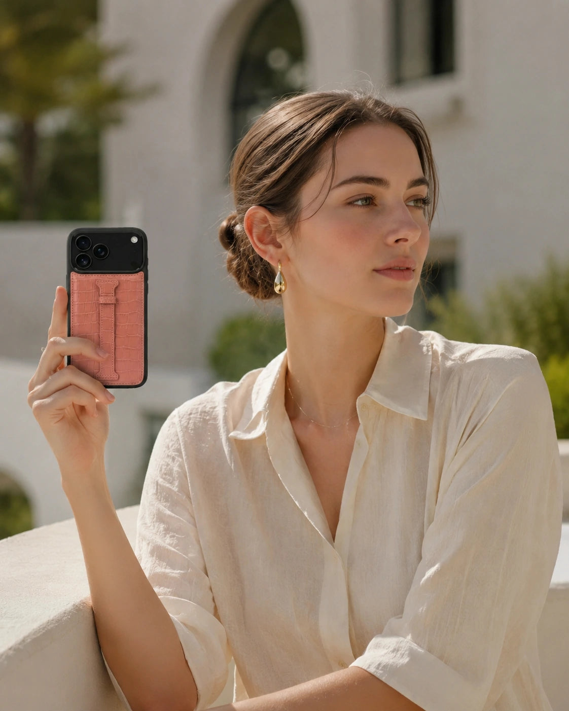 Kemerli iPhone Kılıfı | Somon Mat Croco