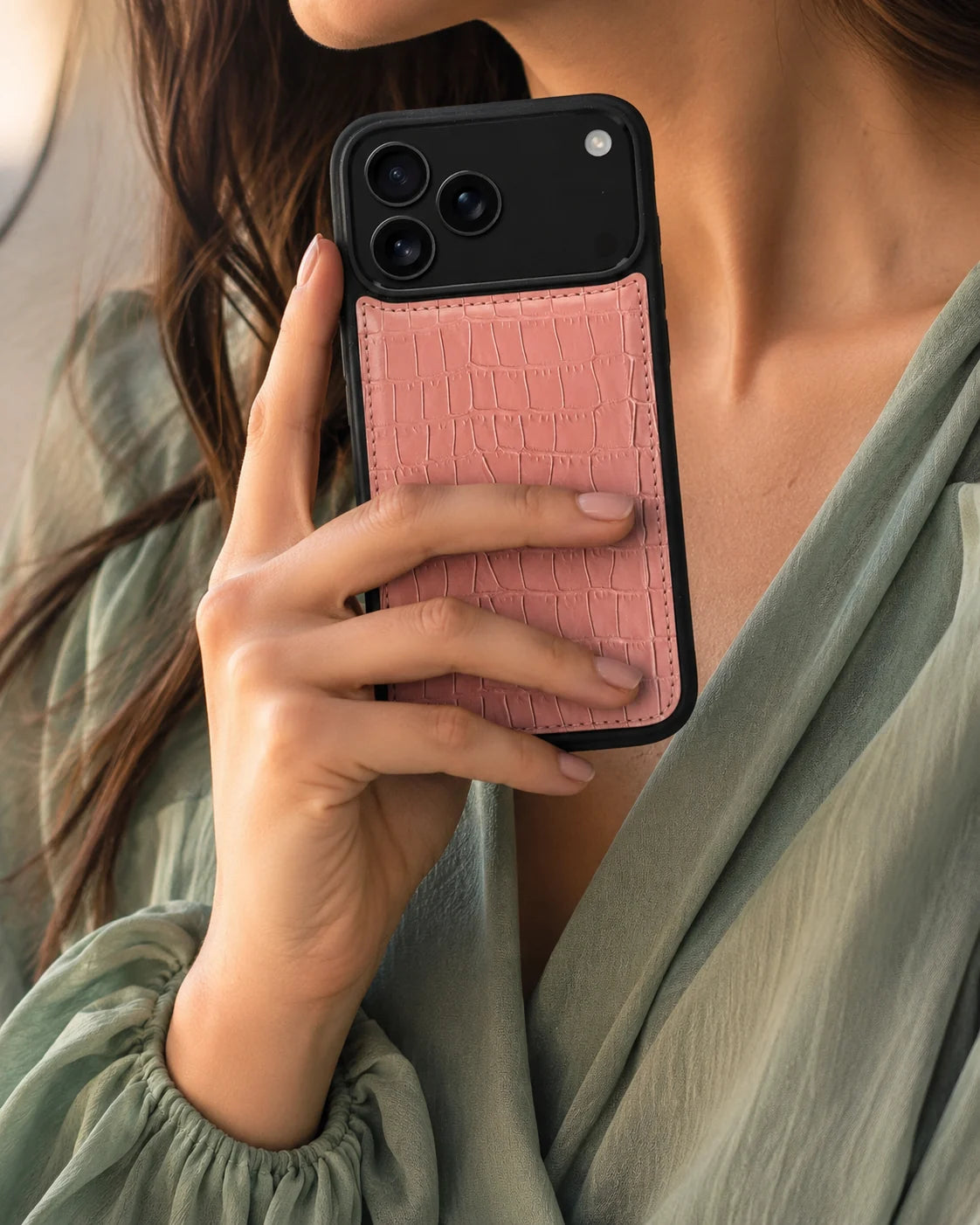 Premium iPhone Kılıfı | Somon Mat Croco