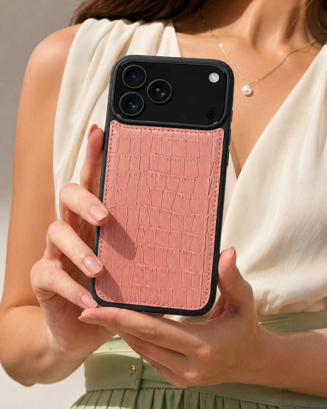 Premium iPhone Kılıfı | Somon Mat Croco