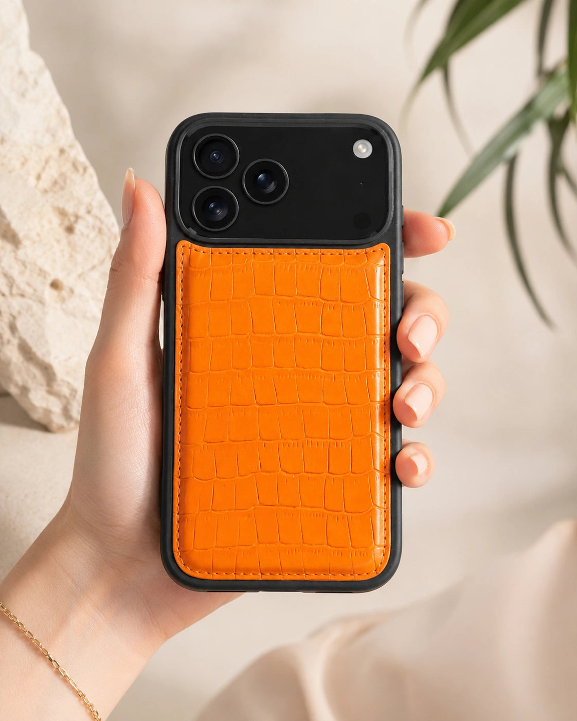 Premium iPhone Kılıfı | Turuncu Mat Croco