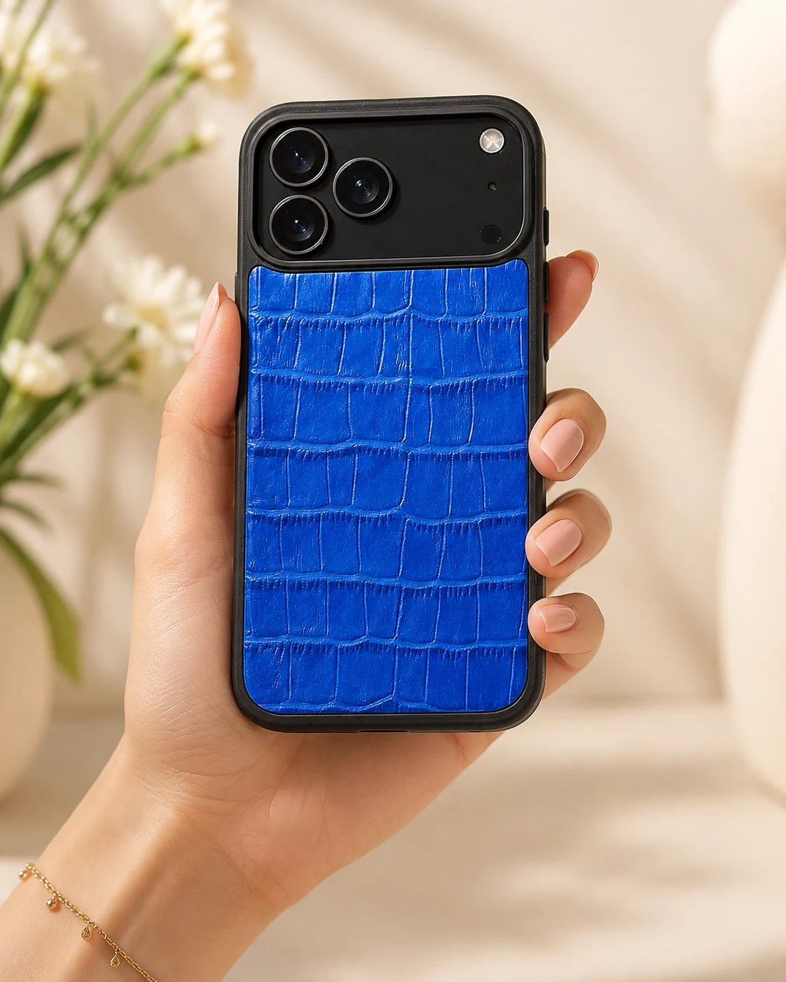 Deri iPhone Kılıfı | Emerald Mavi Mat Croco | Havuz