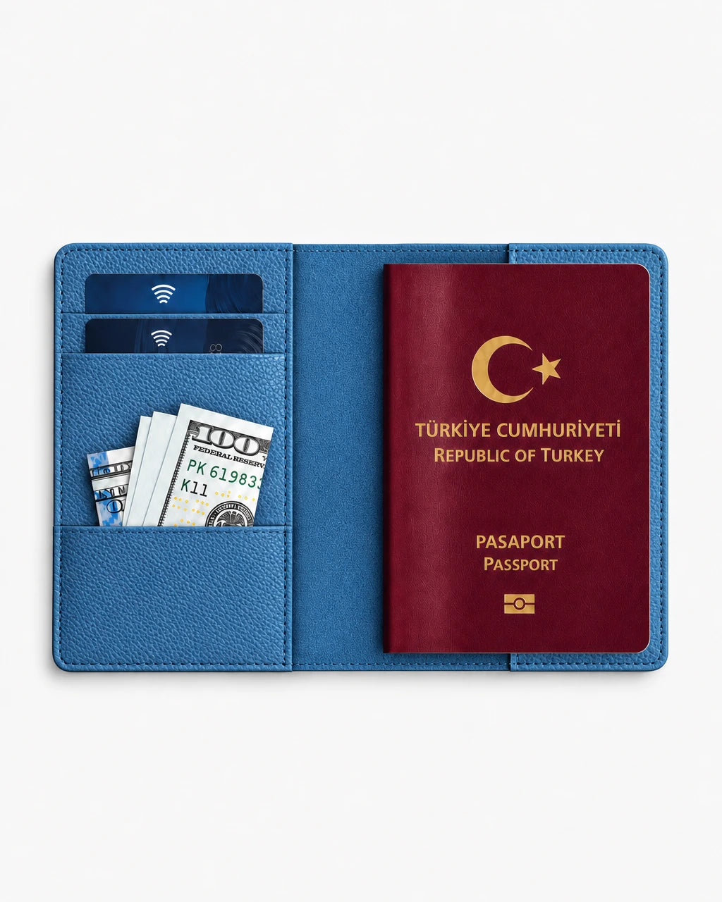 Mavi Parlak Togo deri pasaport kılıfı - görsel 4