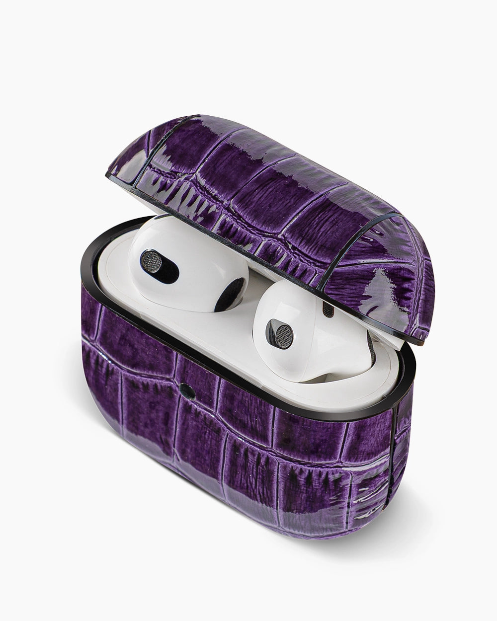 Deri AirPods Kılıfı | Mor Rugan Croco