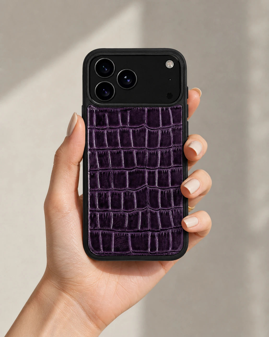 Deri iPhone Kılıfı | Mor Rugan Croco | Havuz