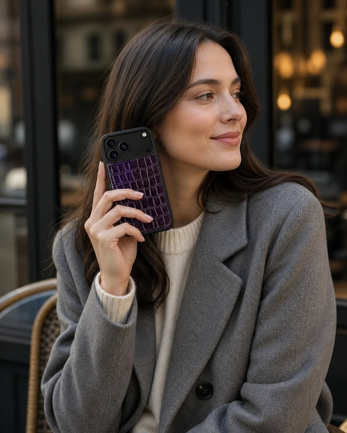 Deri iPhone Kılıfı | Mor Rugan Croco | Havuz