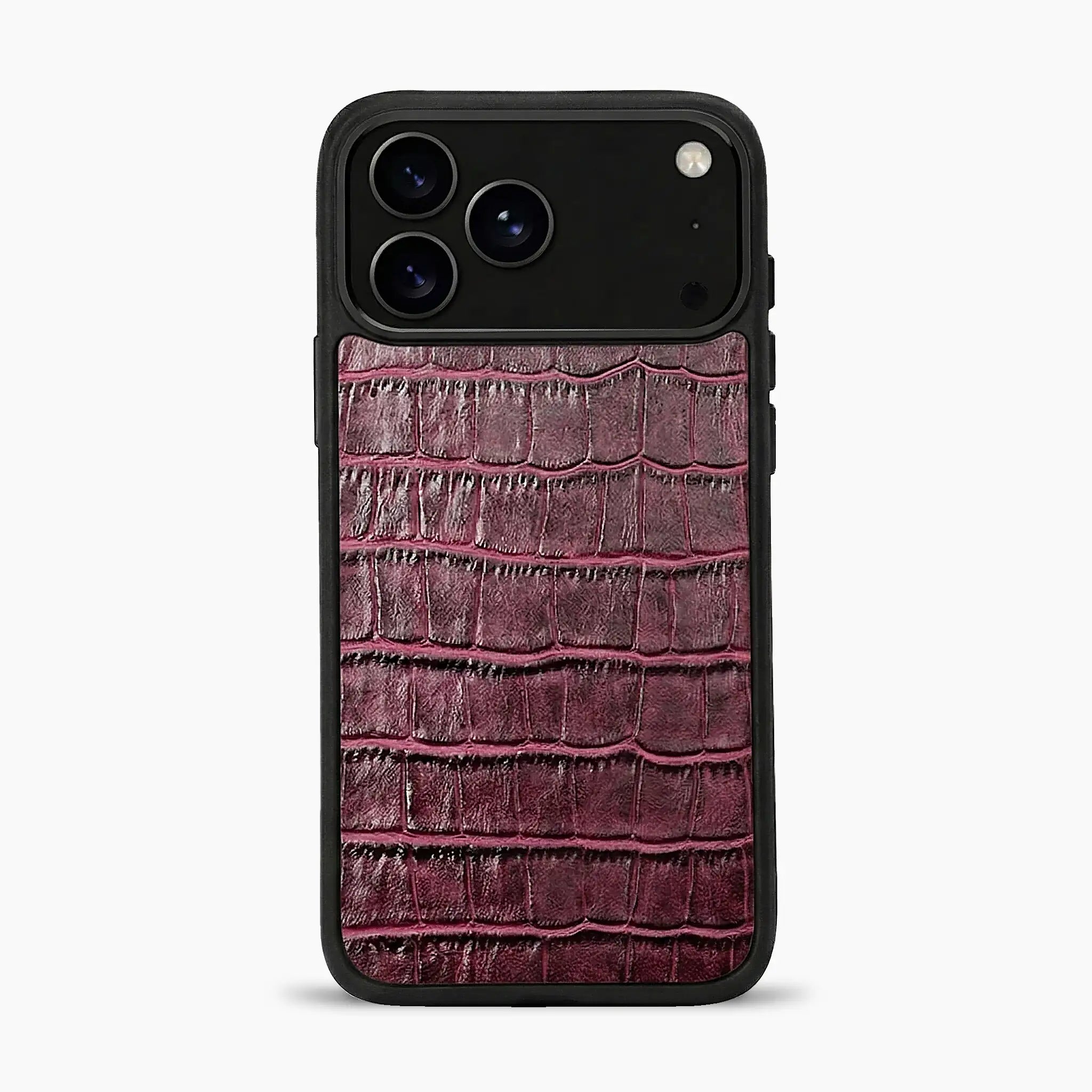 Deri iPhone Kılıfı | Mürdüm Mat Croco | Havuz