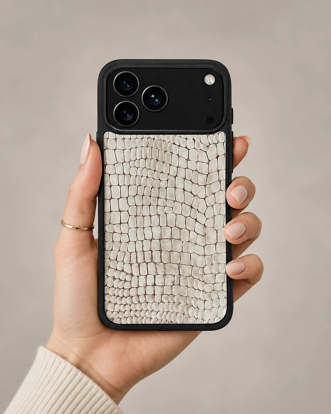 Deri iPhone Kılıfı | Natural Mat Küçük Croco | Havuz