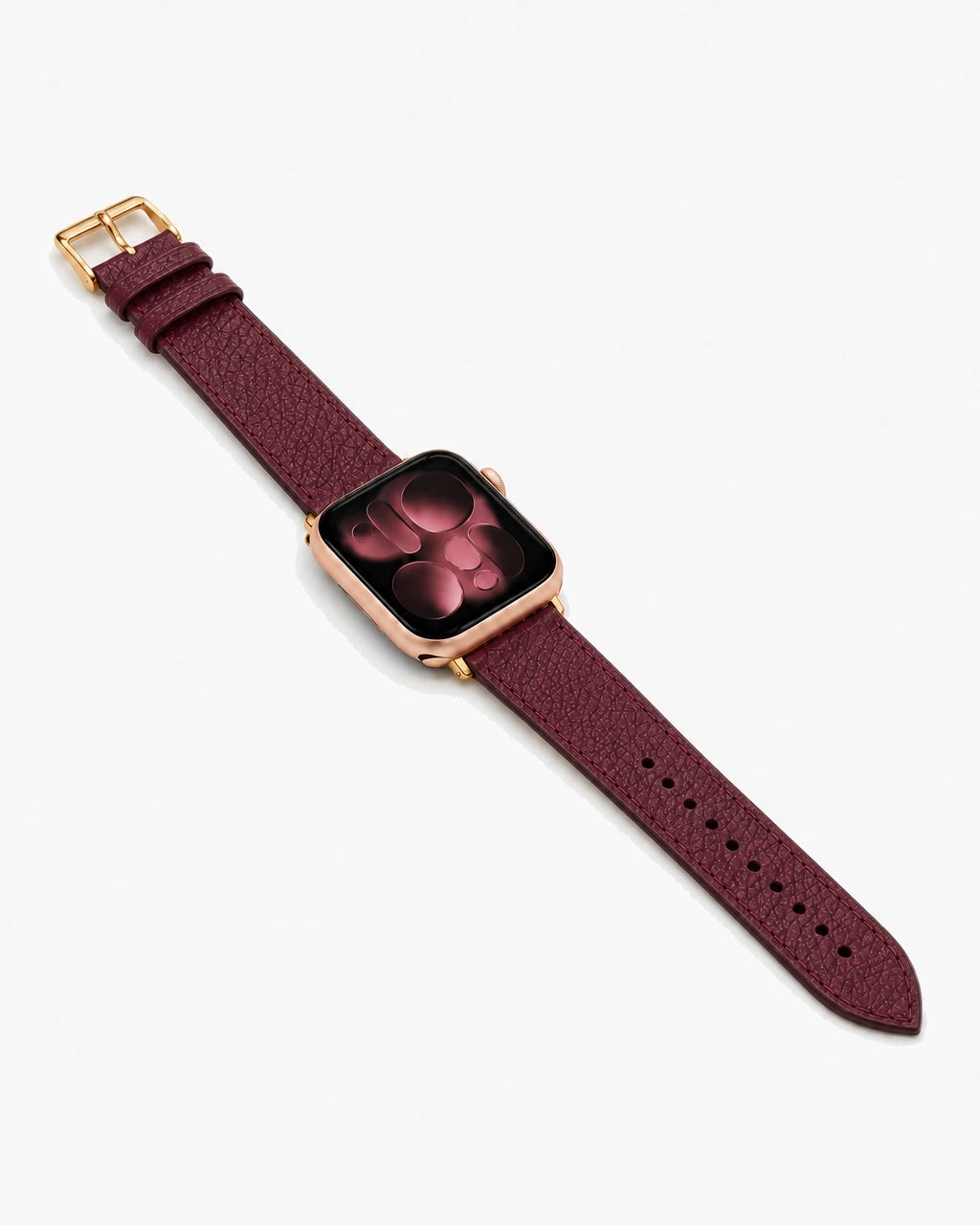 Apple Watch Deri Kordon | Parlak Bordo Togo