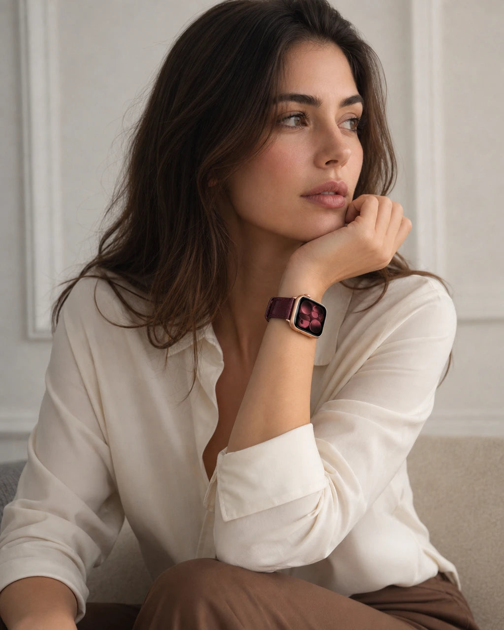 Apple Watch Deri Kordon | Parlak Bordo Togo