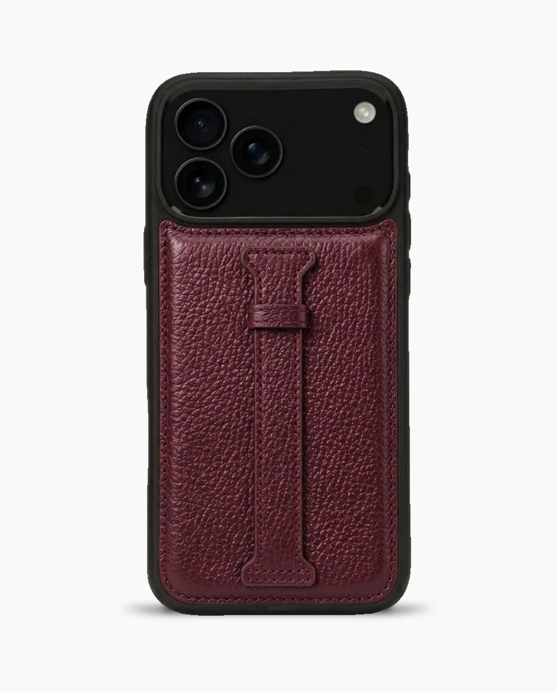 Kemerli Deri iPhone Kılıfı | Parlak Bordo Togo