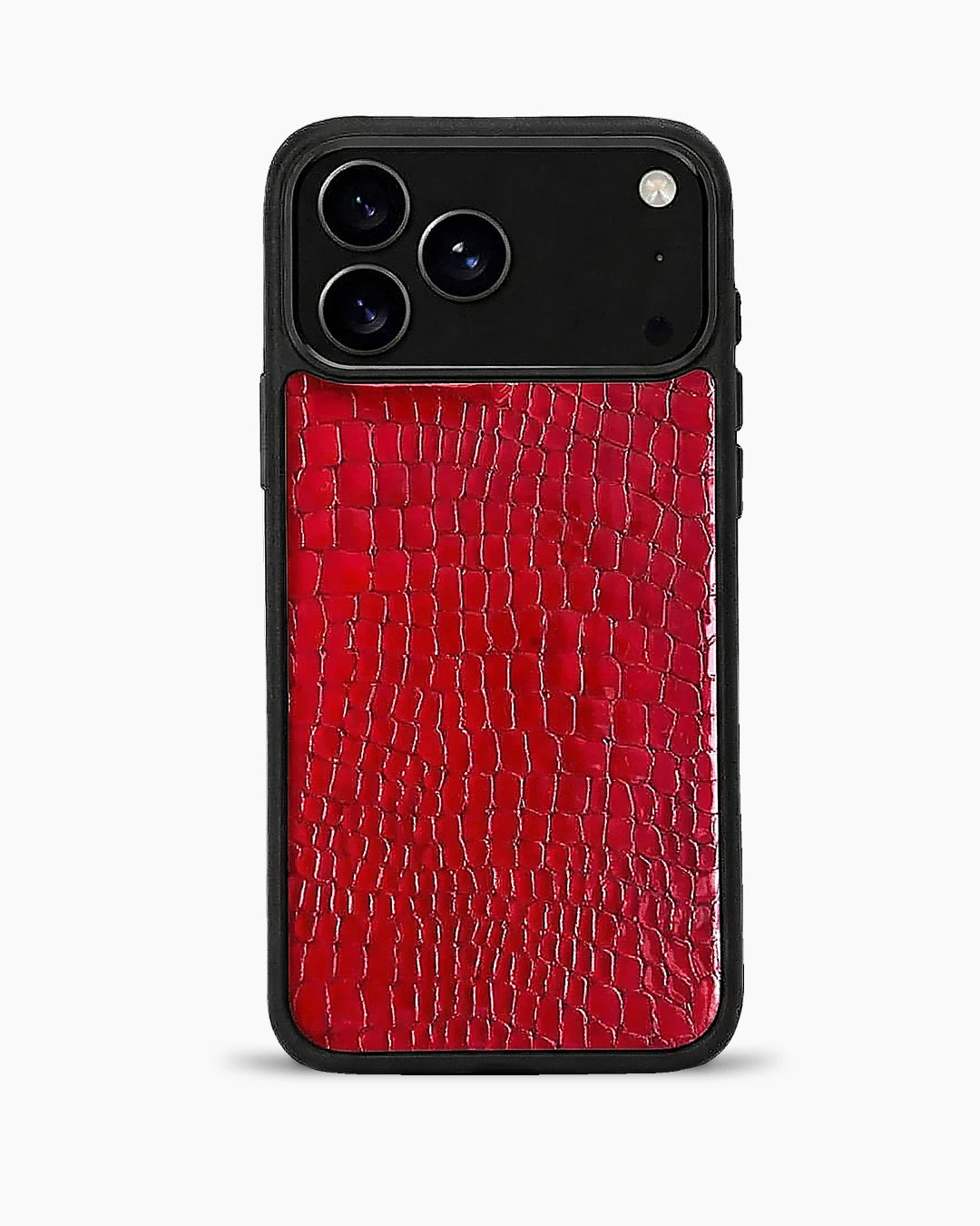 Deri iPhone Kılıfı | Kırmızı Rugan Küçük Croco | Havuz