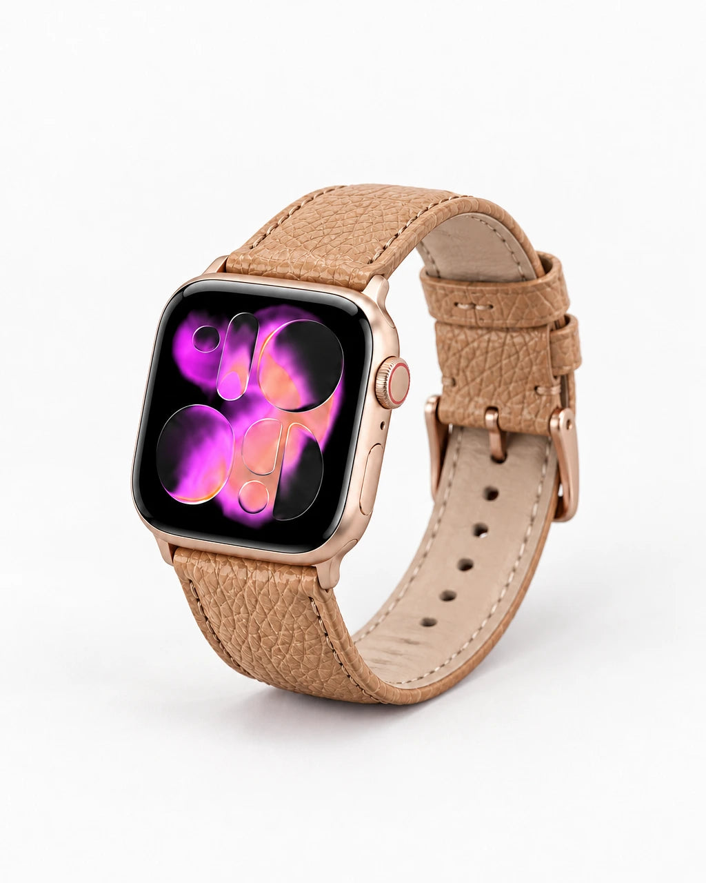Apple Watch Deri Kordon | Parlak Rose Gold Togo