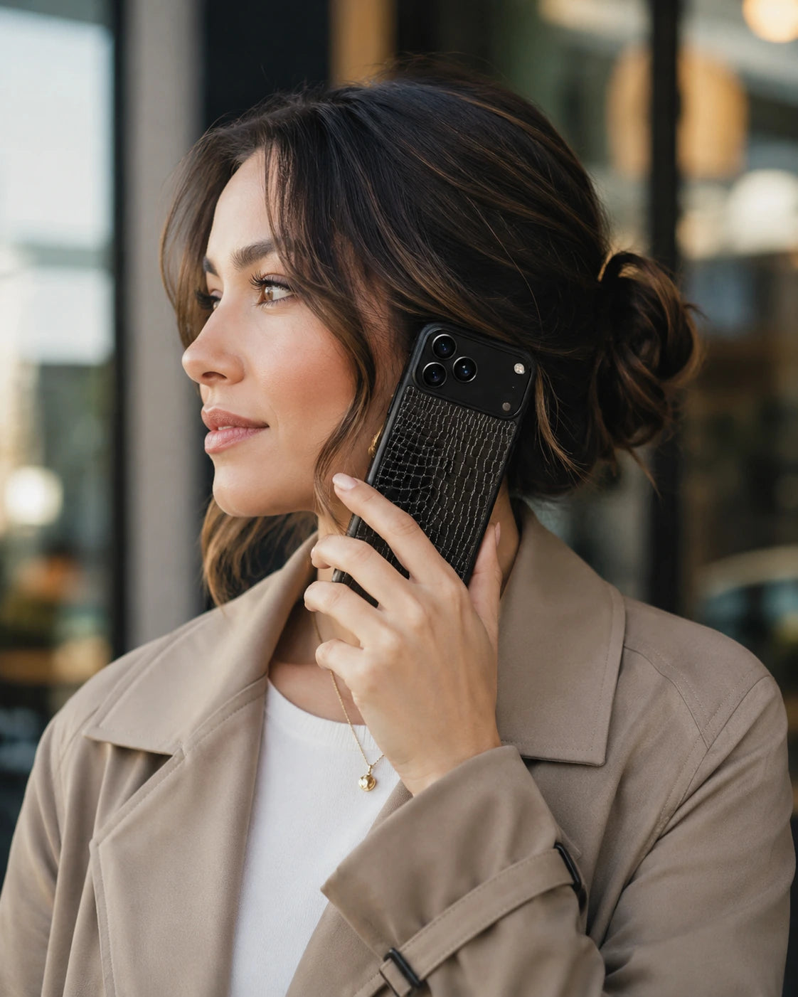 Deri iPhone Kılıfı | Siyah Rugan Küçük Croco | Havuz