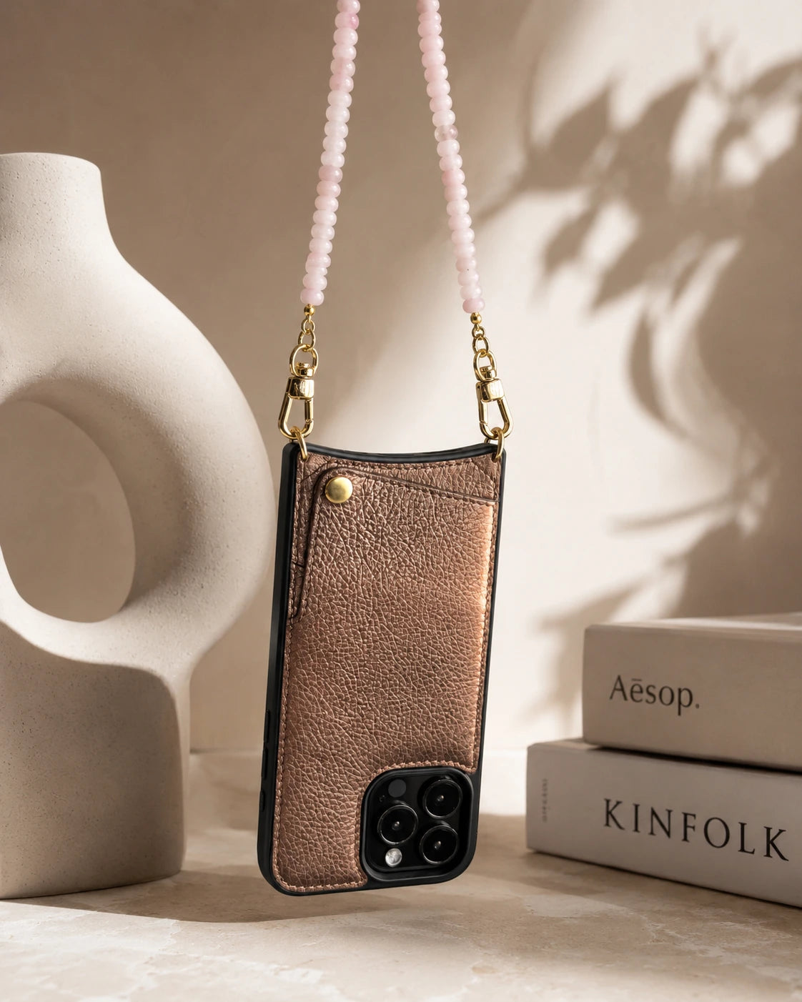 Pembe Renk Değiştiren Termal Kuvars Telefon Bilek Askısı