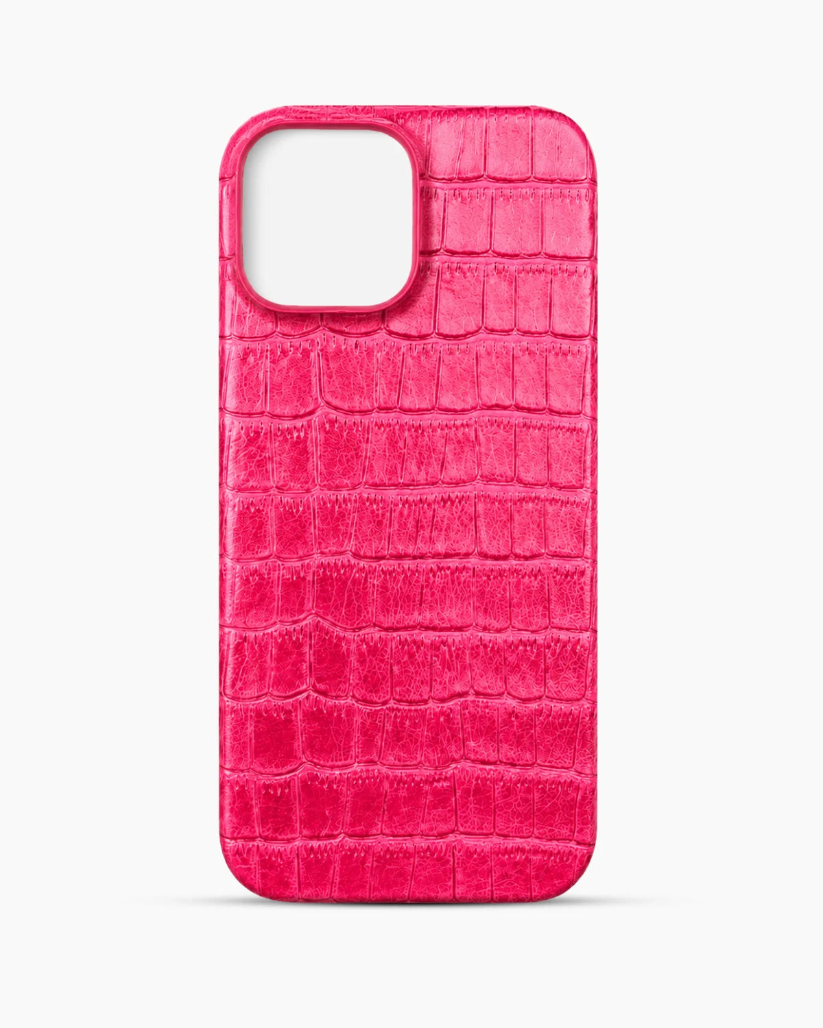 Pembe Mat Croco Deri iPhone Kılıfı