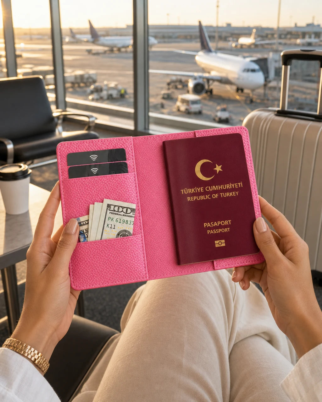 Pembe Togo deri pasaport kılıfı - görsel 3