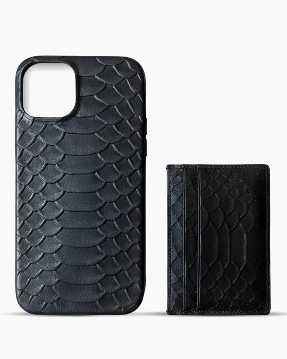 iPhone Kılıfı ve Kartlık Seti | Siyah Piton Serisi