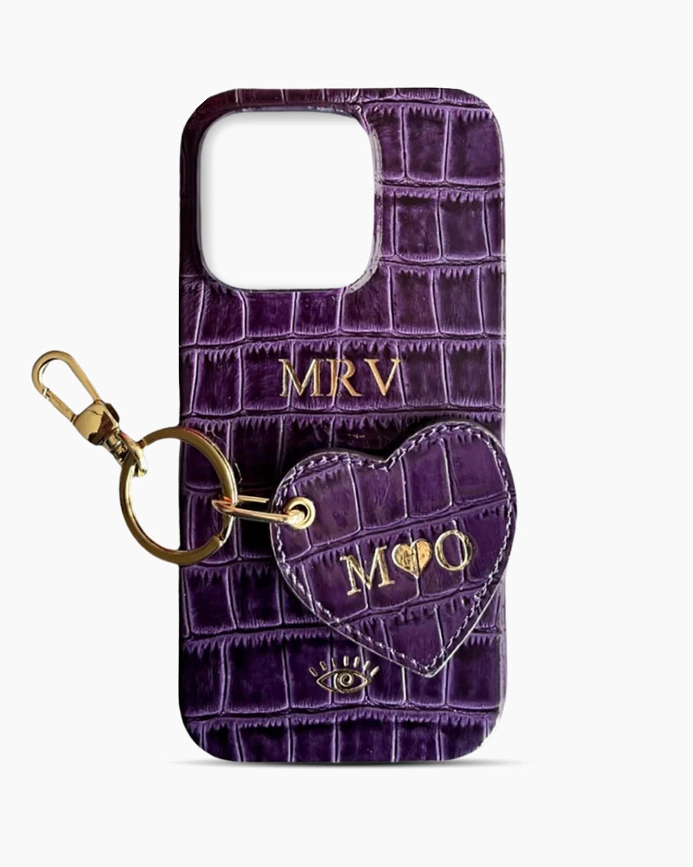 iPhone Kılıfı ve Kalpli Anahtarlık Seti | Mor Croco