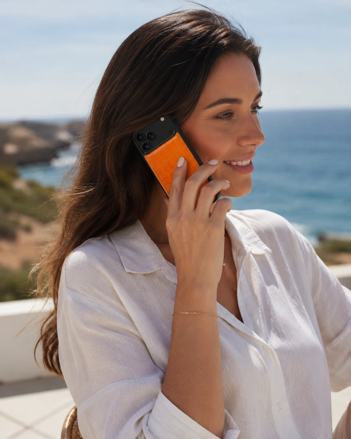 Premium iPhone Kılıfı | Turuncu Rugan Croco