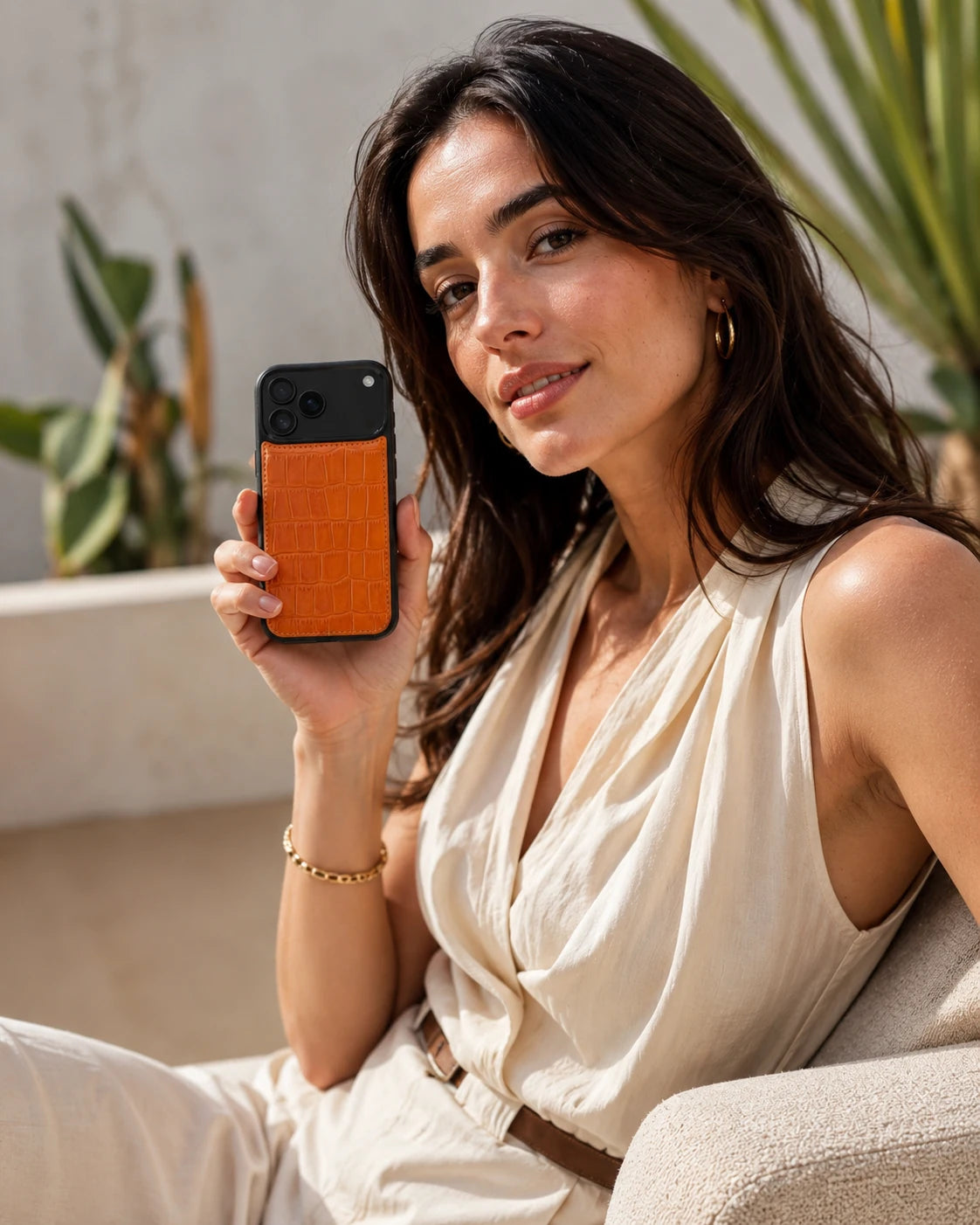 Premium iPhone Kılıfı | Turuncu Rugan Croco