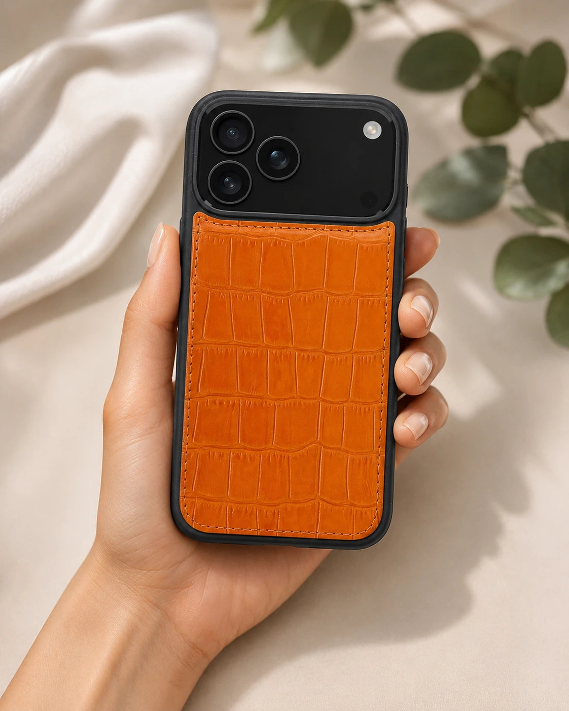 Premium iPhone Kılıfı | Turuncu Rugan Croco