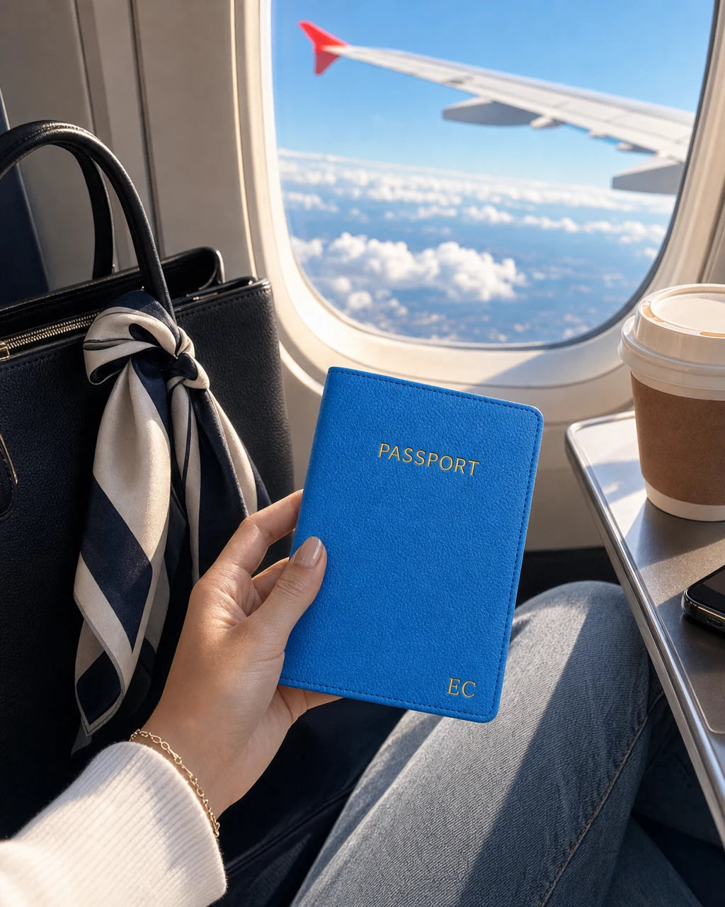 Saks Mavi Togo deri pasaport kılıfı - görsel 2