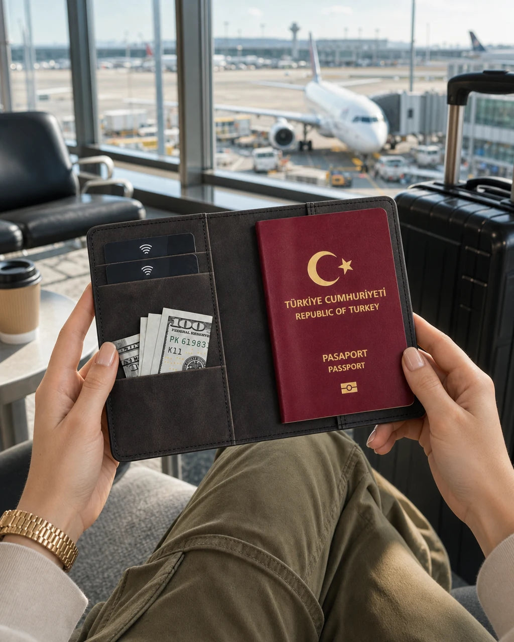Siyah Crazy deri pasaport kılıfı - görsel 3