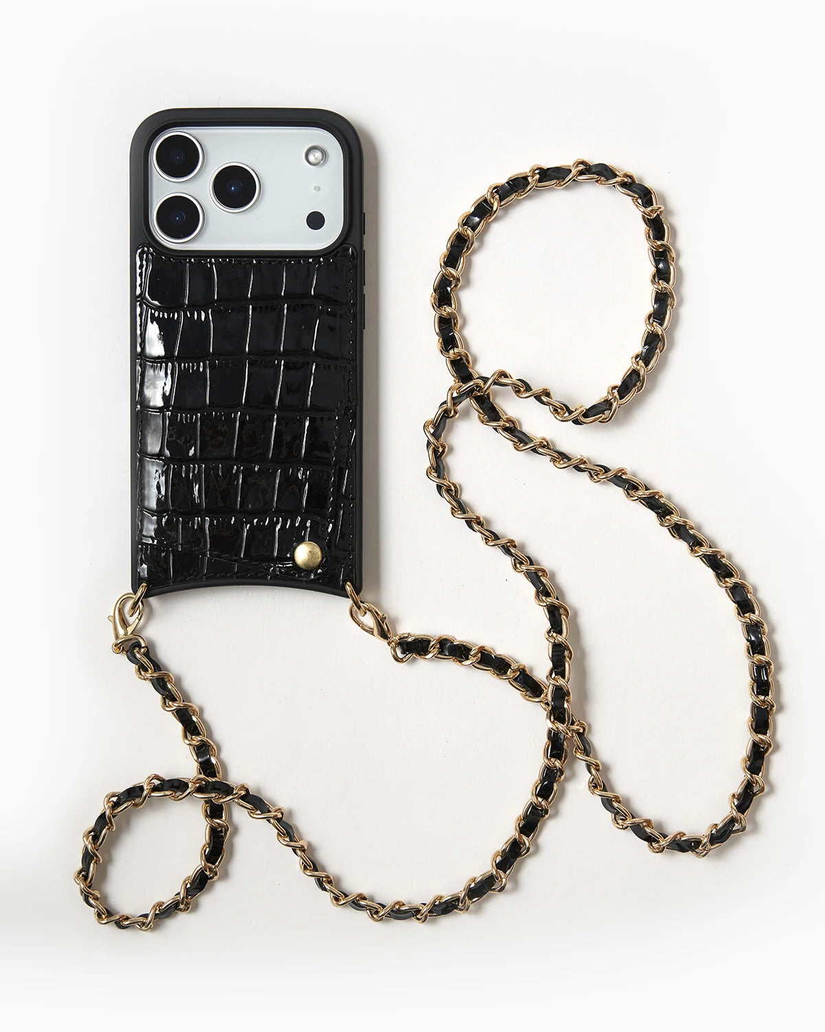 Siyah Croco Örgü Zincir Set