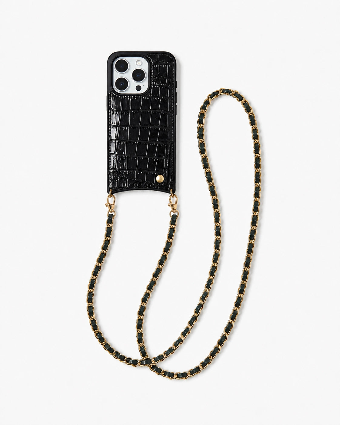 Siyah Croco Örgü Zincir Set