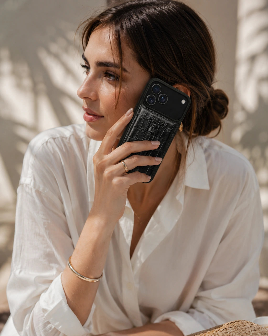 Kemerli iPhone Kılıfı | Siyah Mat Croco